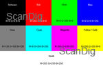Die RGB-Farben, deren Komplementärfarben und Graustufen