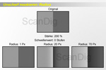 Der Radius-Regler bestimmt die Größe des Bereichs in dem der Kontrast erhöht wird.